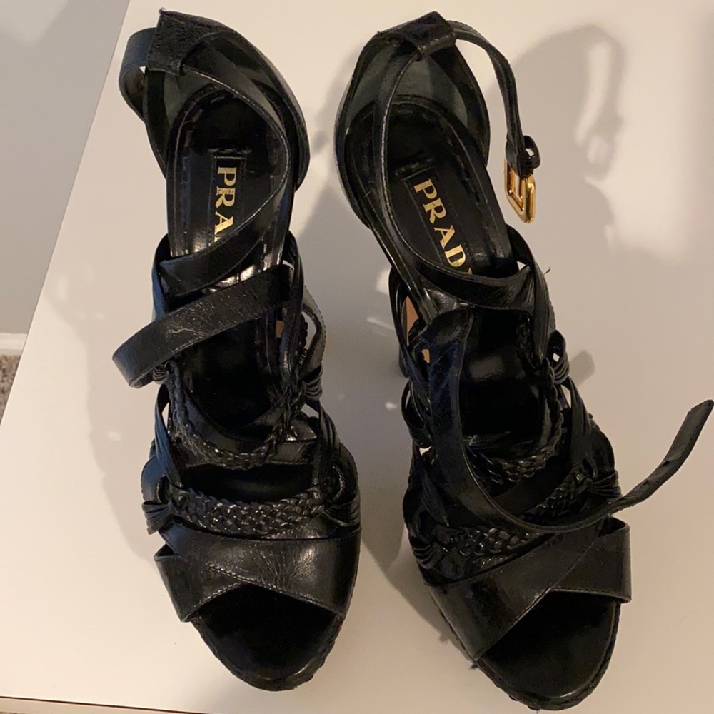 PRADA-Black High Heel Slingbacks